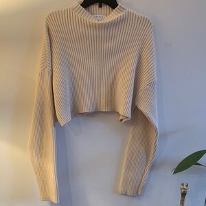 Mable Elegant Cream Ribbed Turtleneck Sweater - Preloved